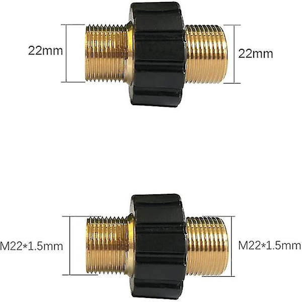 Slangsnabbkoppling, M22 X 1,5 Dubbelhane Adaptrar för Högtryckstvätt (14 mm Hy