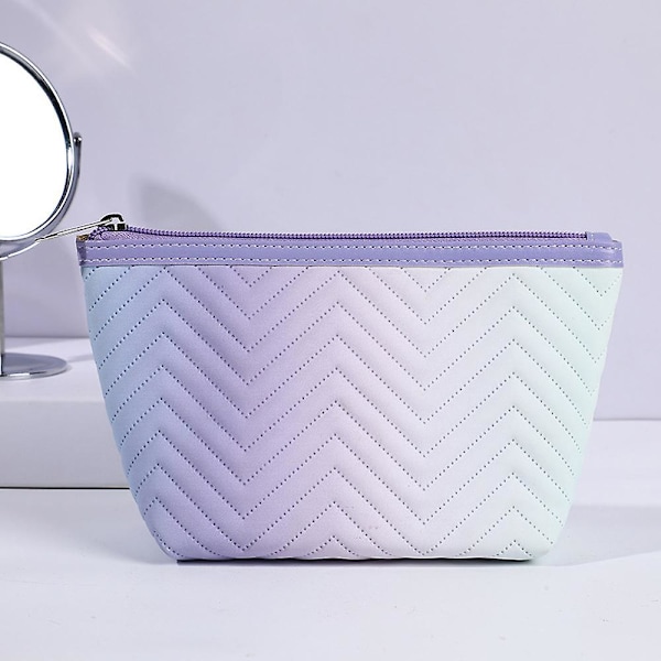 Moderne Trend Enkel Kvindestribet Gradvis Farve Makeup Opbevaringspose Gradual purple