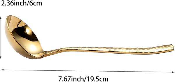 7,67 tommer lille øseske, hammeret 18/10 rustfrit stål serveringsske, suppeske, sovseske (guld)