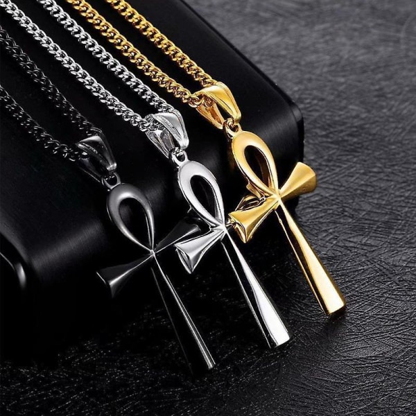 Ankh-kors Halskjede for Mann Kvinne Gamle Egypt Symbol for Liv og Evighet Amulet Bønn Smykker Ankh-anheng Halskjede Silver