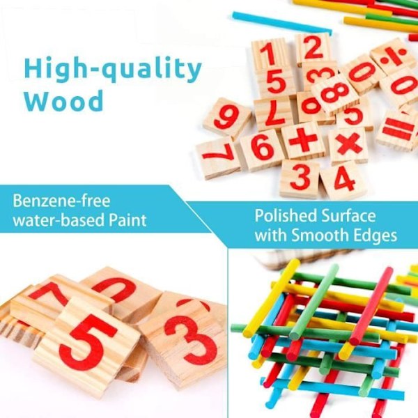 Barnespill - Montessori Tallspillpinner - 24 telleklosser - 4 farger - Tre