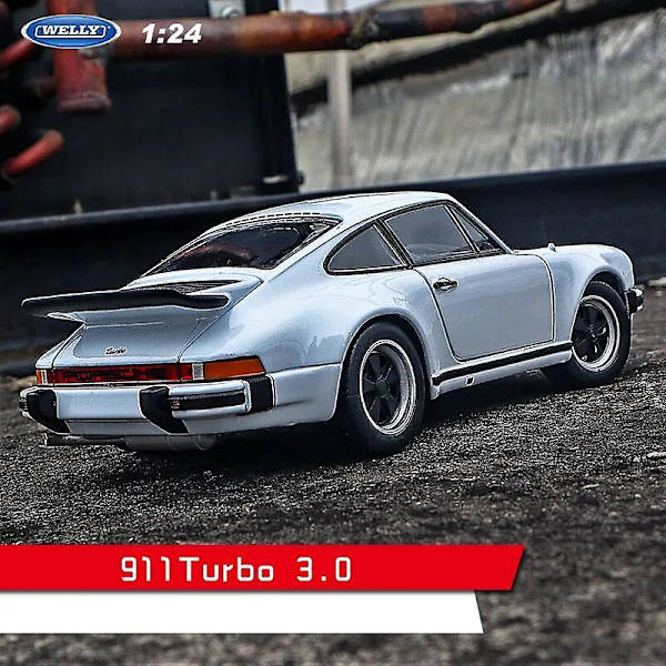 Welly 1:24 Porsche 911 Gt3 Rs Blå Bil Legering Bilmodell Simulering Bil Dekoration Samling Present Leksak Modellbil Pojke Leksak 911 Turbo 3.0 silver
