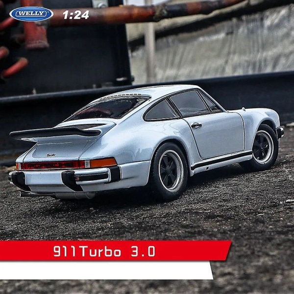 Welly 1:24 Porsche 911 Gt3 Rs Blå Bil Legetøjsbil Modelbil Simuleret Bil Dekoration Samling Gave Legetøj Trykstøbt Model Dreng Legetøj 911 Turbo 3.0 silver