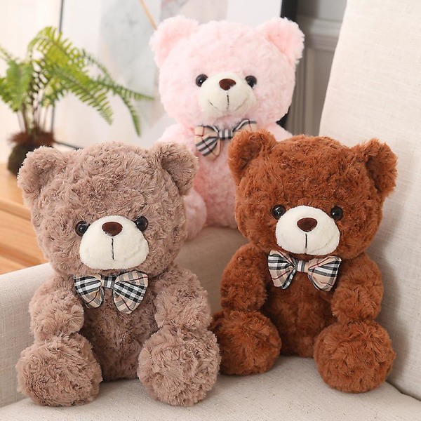25cm Søt Tegneserie Liten Teddybjørn Plysjleker Fylte Myke Dyr Kle På Dukke For Jenter Barn Hyggelige Overraskelses Bursdagsgaver dark brown