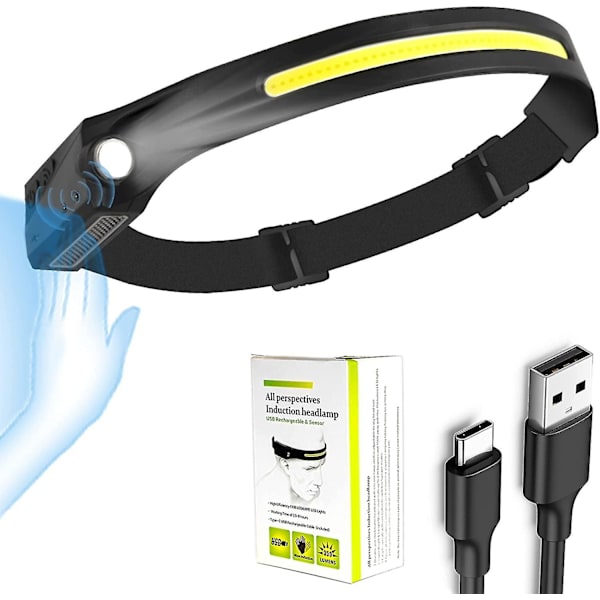 Genopladelig LED-hovedlampe med smart sensor-tilstand
