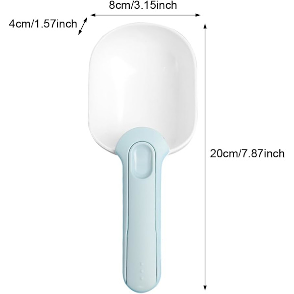Scoopsett (2-pakning), kjæledyrmatskuffe, multifunksjonell skje, 100 g kjæledyrmatmåleskuffe, melskuffe, kompostskuffe (brun+blå)