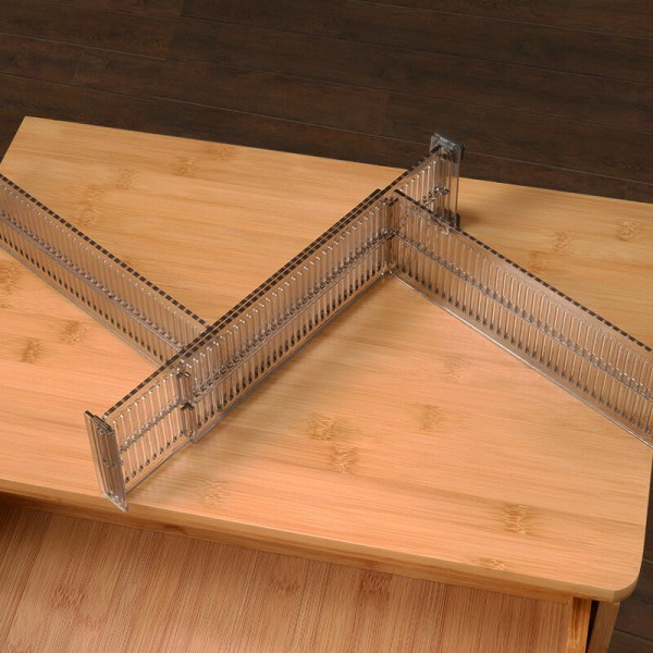 Organizer (set of 4) - Adjustable plastic drawer divider - Organizer for kitchen, bathroom or bedroom - Transparent black