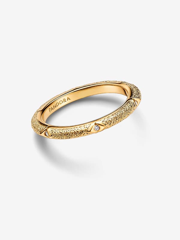 Pandora - P ME Tekstur & Sten Ring - 14k guldbelægning Circumference: 54mm
