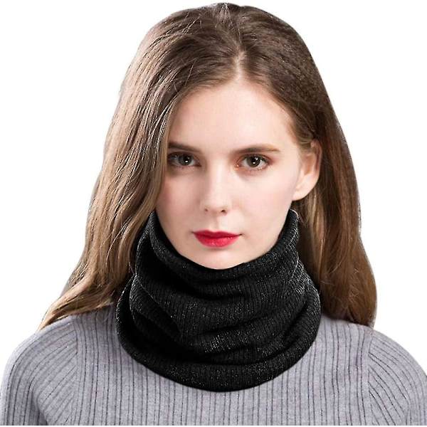 Halsvärmare Snood Halsduk Fleece Foder Tjock Vindtät Vinter Varm Stickad Halsduk Present