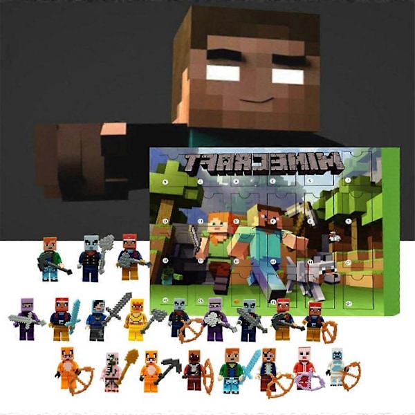 Minecraft Actionfigur Modellleksak Julkalender 2024 24 Dagar Nedräkning Blind Box Överraskningsgåvor