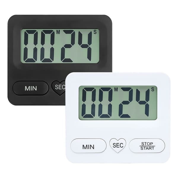 Køkken digital timer med stor skærm - multifunktionel med stopur og alarm sort black