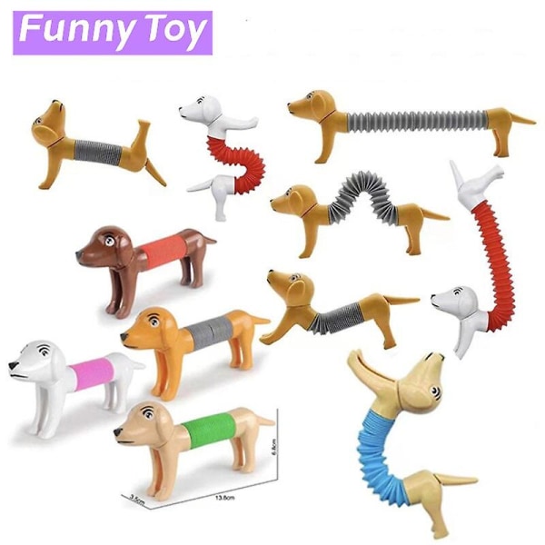 Diy Stress Relief Leksak Retractable Tube Hund Dekompression Leksak Fidget Stretchable Fjäder Hund NO BOX color01