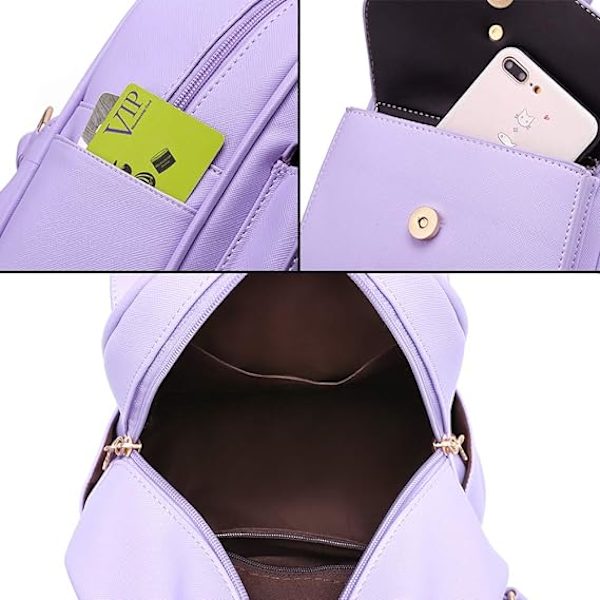 Kvinnor Ryggsäck Mini Ryggsäckar Flickor Rosett PU Läder Ryggsäck Handväska Söta Axelväskor Ryggsäck för Damer Liten Ryggsäck Tonåringar pink
