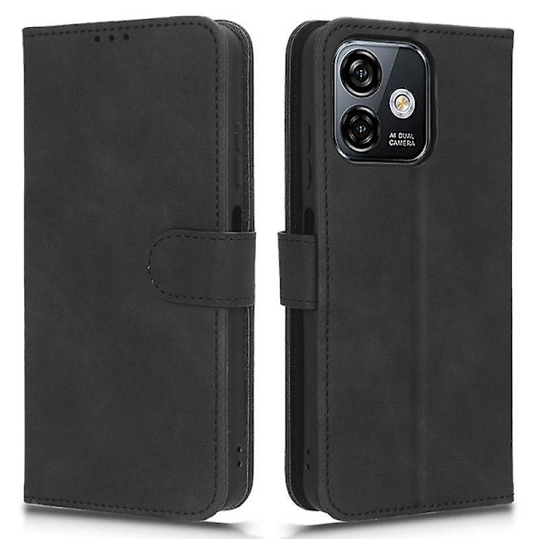 För Ulefone Note 16 Pro Stativ Plånbok Mobiltelefonfodral Hudkänsla PU Läder + TPU Telefonfodral Black