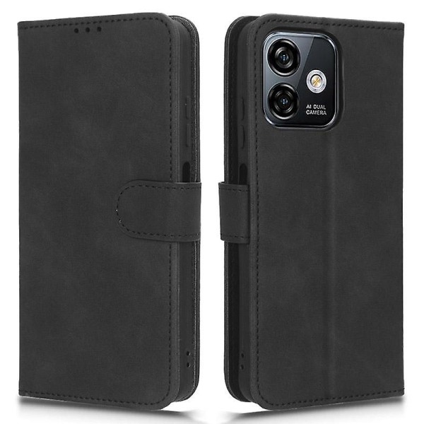 Til Ulefone Note 16 Pro Stand Wallet Cell Phone Case Skin-touch PU læder + TPU telefoncover Black