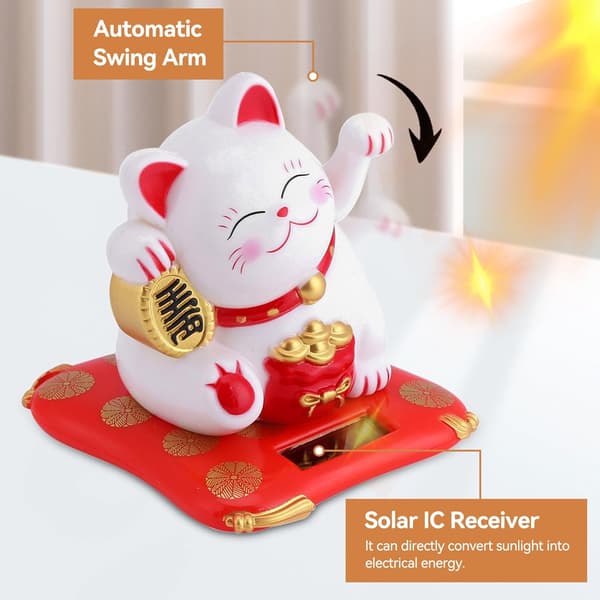 Kattstatyett Lyckobringande Katt Lyckobringande Sol Söta Katter Förmögenhet Armvickande Husdisplay Bildekor Gul Vit Svart (Vit) White