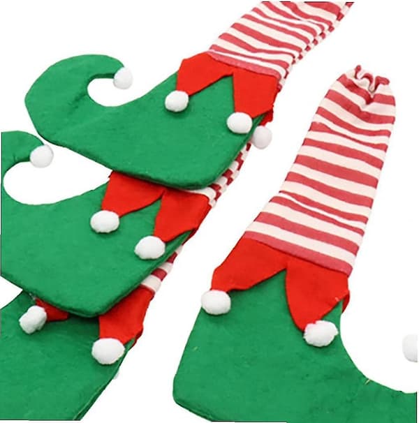 Julbordsskydd för ben, julstrumpor, golvskydd, köttfärgade benstrumpor, gröna, juldekorationer, 4-pack