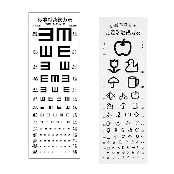 2x Voksen Børn Øjen Tavle Ikke-reflekterende Visuel Test Tavle Til Hospital