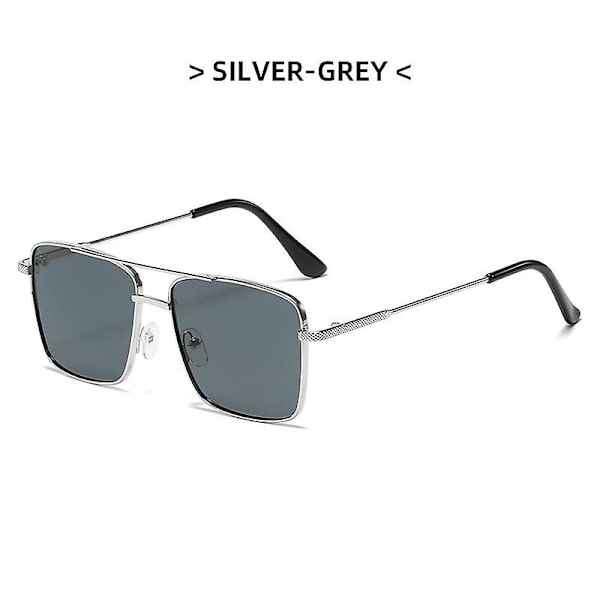 Uudet aurinkolasit polarisoidut neliömäiset silmälasit UV-suojalla kaksoissilta unisex-käyttöön Silver Full Gray
