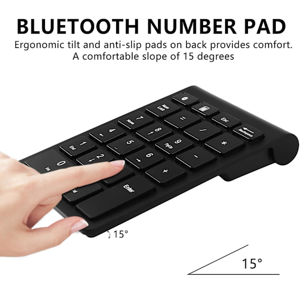 Bluetooth-nummerplatta, trådlös Bluetooth 22 multifunktions numerisk knappsatsförlängningar för bärbar dator/des