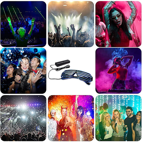Neon Rave Briller, Neon Briller Neon Rave Briller Lys Opp Blinkende Led Solbriller Lukker El Briller Kostymer Til Fest - Fluorescerende Grønn -