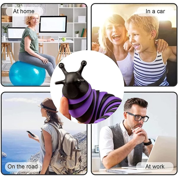 Fidget Slug Leksak Artikulerande Stim Leksak Vit/svart,pop It Slug 3d Tryckt Artikulerad Slug Fidget Leksak black and purple