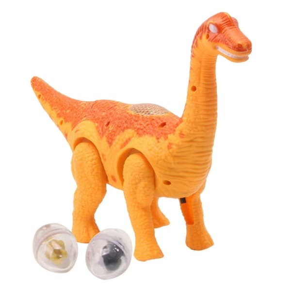 Simulerende gående dinosaurmodel legetøj med lys, elektrisk dinosaur legetøj, lysende projektion Orange