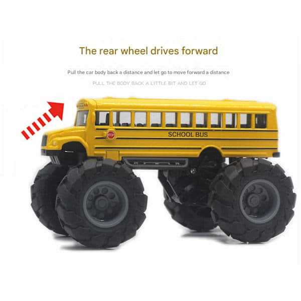 {CA} Skolebus Monstertrucks Støbt 1:43 Gul Legetøjsbiler Modeller Metal Træk Tilbage Legetøj til Børn Graffiti Grøn