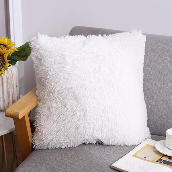 3 stk. bløde kunstige pels pudebetræk hjem dekorative firkantede fluffy pudebetræk pudebetræk pudebetræk til stue sofa soveværelse (43 x 43 cm)