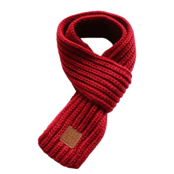 Sinknap Barn Vinter Skjerf Tykk Ensfarget Strikket Myk Høy Elastisk Hold Varme Gutter Og Jenter Lett Hals Wrap For Daglig Bruk One Size Wine Red