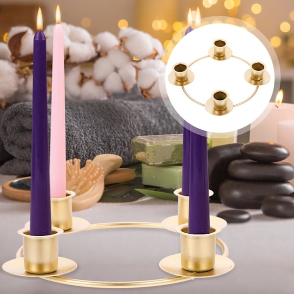 Julkrans Ring Ljusstake Jul Metall Ljusstake Konisk Metall Ljusstake Stativ för Jul Advent Hem Bord Dekorationer