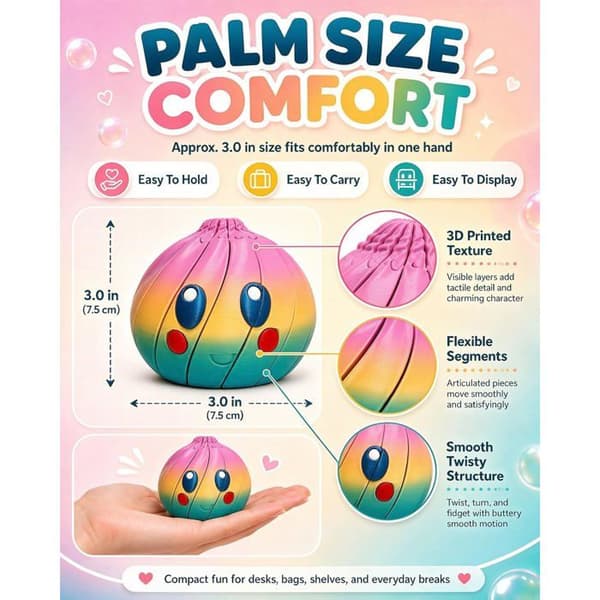 3D Dumpling Squishy Blind Box, Twisty Fidget med fodral, Ledad skrivbordsfigur, Stressavlastande sensorisk leksak i handflatestorlek, Nyhetspresent