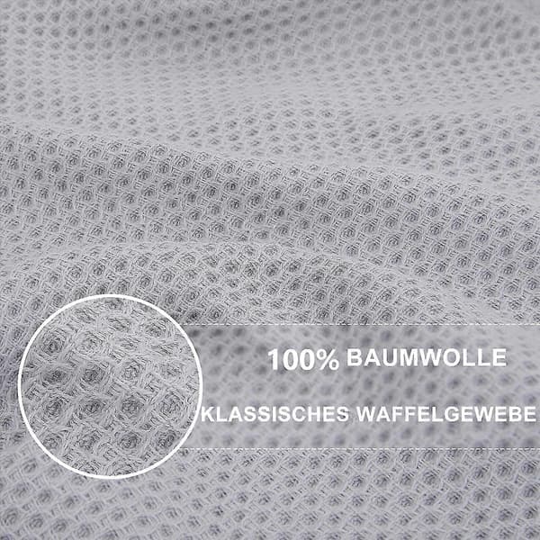 6-pak bomuldsvaffelvævede køkkenviskestykker, ultrabløde absorberende hurtigtørrende viskestykker lysegrå 34*73cm Light gray 34*73cm