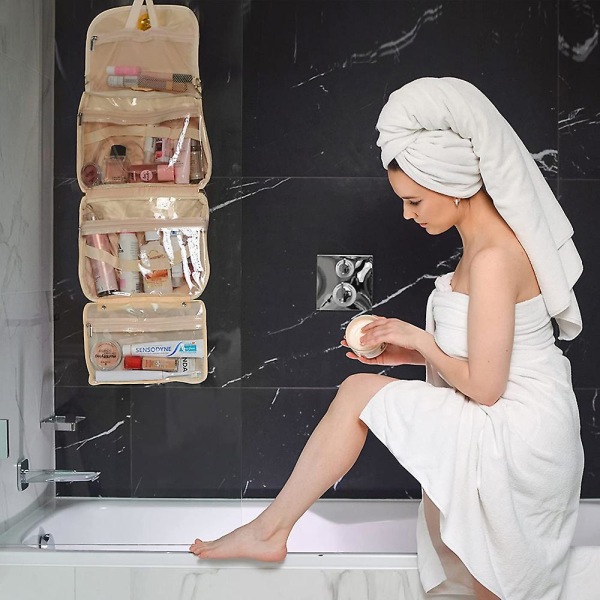 Vattentät tvätt kosmetisk väska förvaringsväska med krok Resa Bekväm toalettartiklar hängande väska.