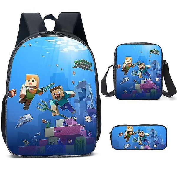 Minecraft Primary and Secondary School Tasker Minecraft Game Perifer rygsæk i tre dele pencil case 1