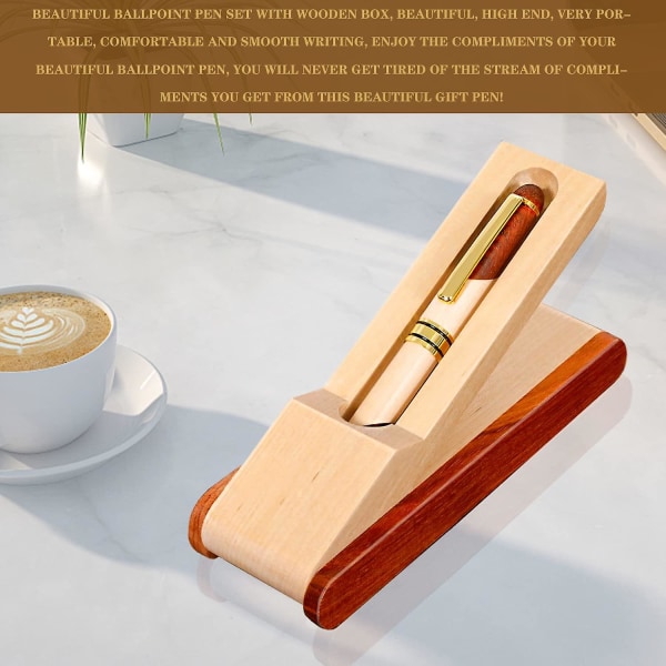 nc Kulepenn i tre gavesett med luksuskulepenn, skjerm for forretningspennetui og gelblekkpåfylling, vakker naturlig loggskrivepenn. Ball