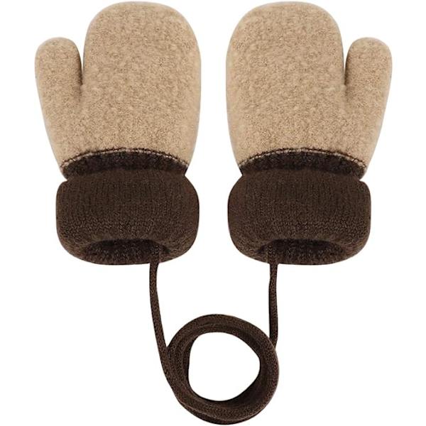 Toddler Magic Stretch Mittens Tykke Plysjforet, Vinter Baby Boys Girls Strikkede Hansker Varme Fluffy Full Finger Hansker Kaldt Vær Ski Hansker