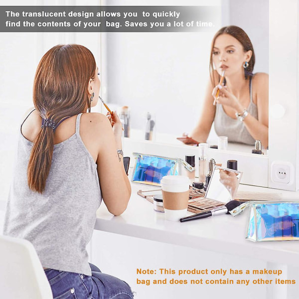 Ny laser kosmetikkveske Bærbar kvinnelig vanntett reise Magic Color Pvc kosmetisk oppbevaringsveske silver