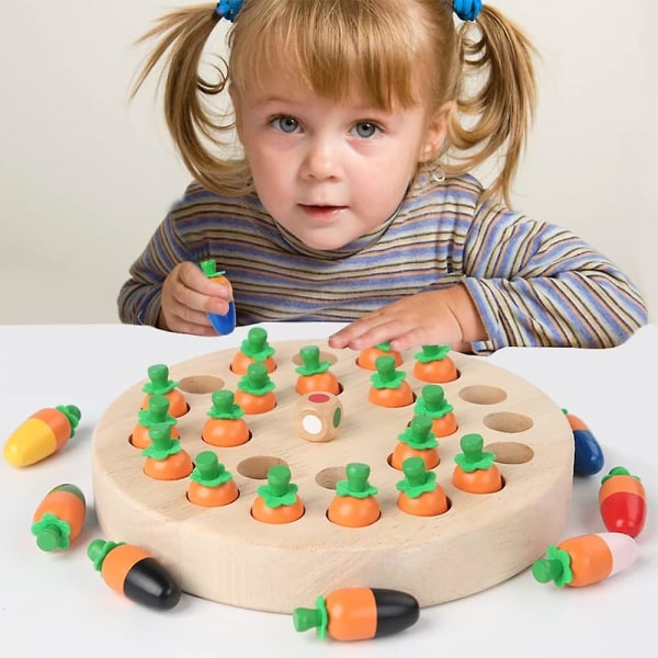 Minnesschack för barn, Minnesspel i trä Barnleksak, Färgkognitiv och minnesträning, Familjebrädspelspresent för 3 4 5 6+ år gammal pojke Gi