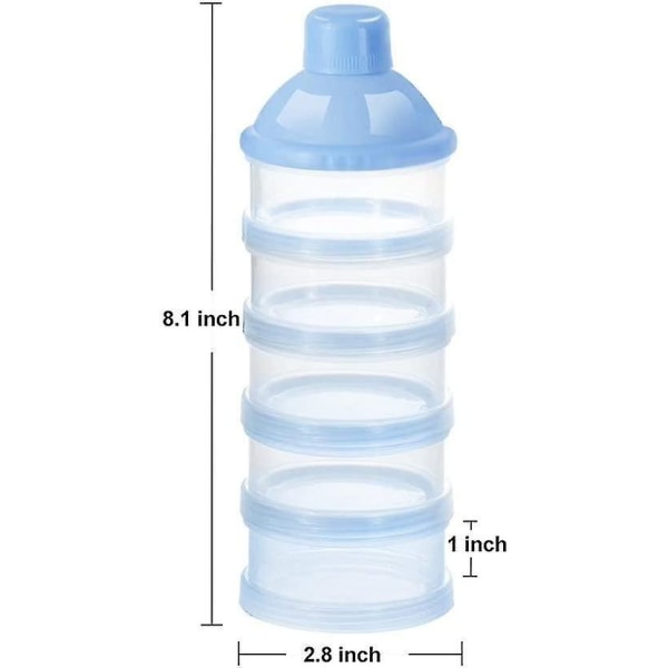 2-pakke doseringsboks for melkepulver, matboks for baby, melkepulverdispenser/melkeboks/oppbevaringstank for melkepulver og snacks, 4 adskilte (hy)