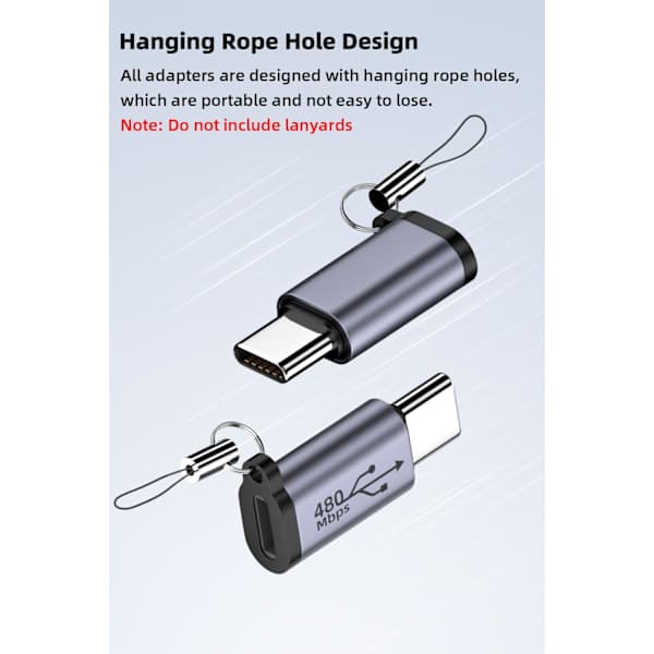 USB C till Micro USB Adapter, Typ C/Micro USB Hona till Lightning Hane Konverterare, Micro USB till USB C Förlängningskabel (8-Pack)