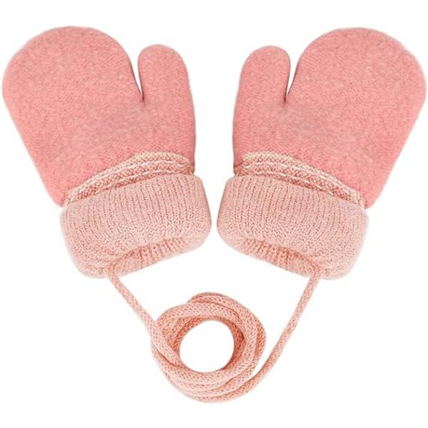 Toddler Magic Stretch Vantar Tjocka Plyschfodrade, Vinter Baby Boys Girls Stickade Vantar Varma Fluffiga Hel Finger Vantar Kallt Väder Skidhandskar