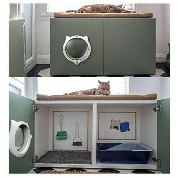 Flip katt- och hundlucka, automatisk öppning, vit