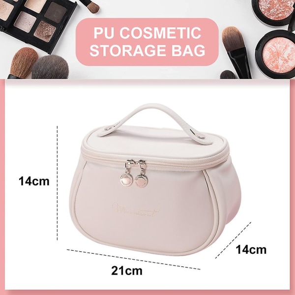 Uusi Pu-kosmetiikkalaukku Suurikapasiteettinen kannettava matkalaukku vedenpitävä kosmetiikkalaukku white