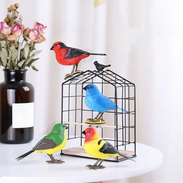 Papegøje Fuglebur Legetøj Elektrisk Syngende og Kvidrende Fuglelegetøj til Børn Amerikansk Gulddompap Blue Tit 13.5cmx9cm