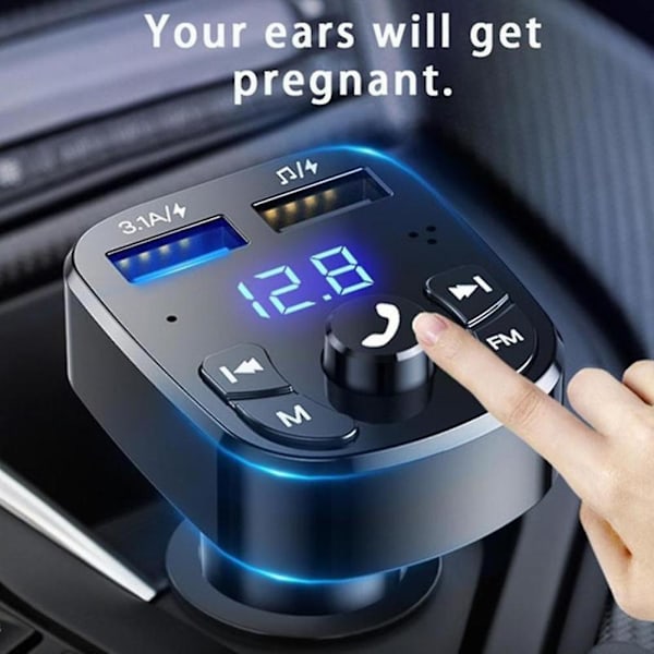Bluetooth-kompatibelt bilsett trådløs Fm-sender USB-laderadapter Mp3