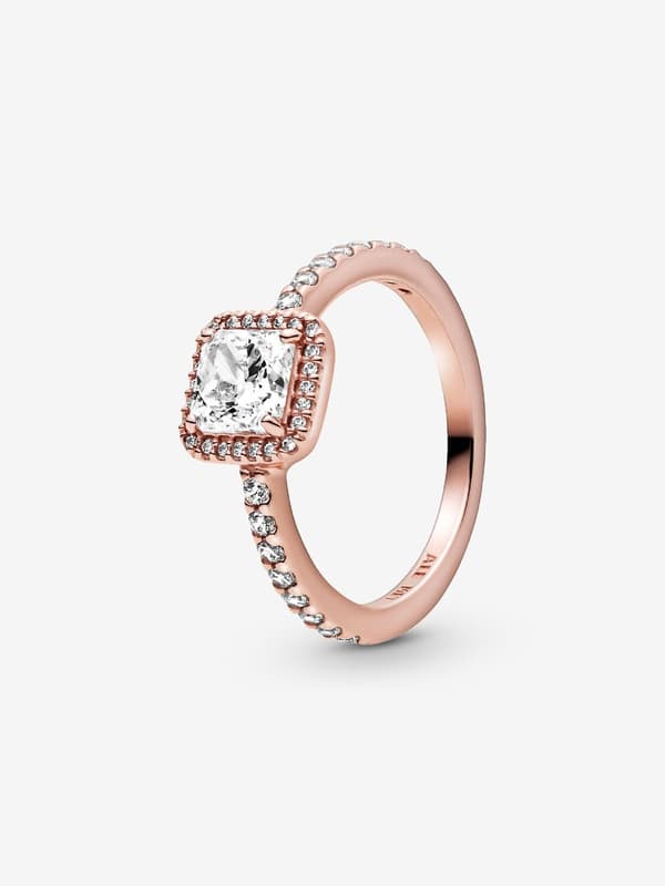 Pandora - Square Sparkle Halo Ring - 14k roséguldplätering Circumference: 54mm