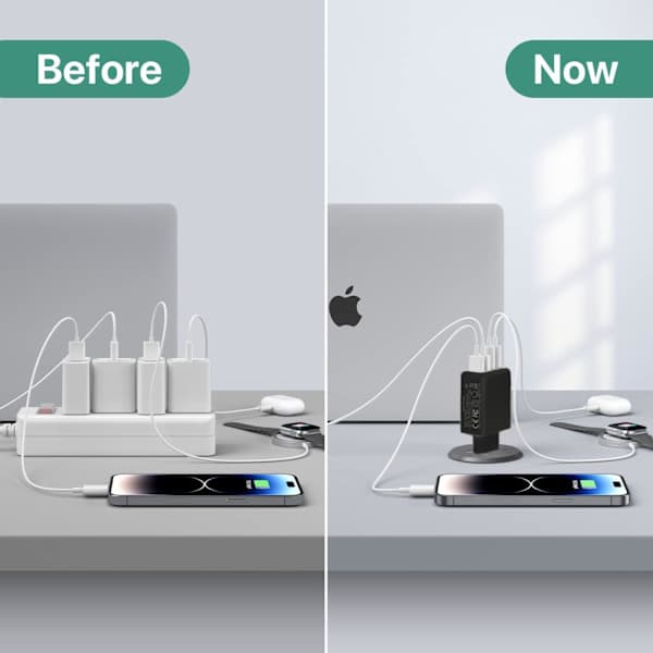 Kompatibel USB C-oplader, 40W USB Multi Hurtigoplader, Flere USB-udgange USB-opladningsadapter, USB-oplader{EE}