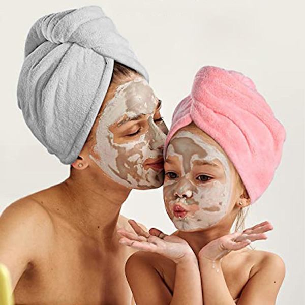Hårhåndklæde, 3 pakker hår turbaner til vådt hår, tørrende hår wrap håndklæder til krøllet hår kvinder pink+blå+grå blue*blue*grey
