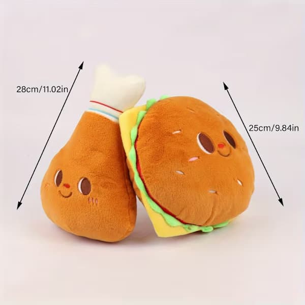 Hamburgerformede puder og kæledyrslegetøj, der ligner kyllingelår. Stil B (28CM)